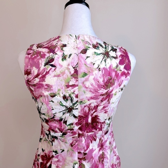 Dress Barn Pink Floral Print Sleeveless Sheath Dress Size 4Petite **Like New** - Picture 10 of 12